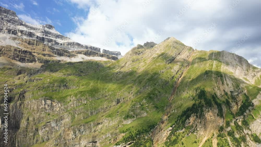 The Roche de Gavarnie Site, in Europe, in France, Occitanie, in the Hautes-Pyrenees, in summer, on a sunny day. The Roche de Gavarnie Site, in Europe, in France, Occitanie, in the Hautes-Pyrenees, in summer, on a sunny day.
