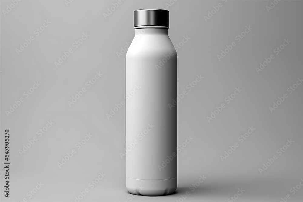 Mockup of a blank white plastic bottle isolated on gray background Mockup of a blank white plastic bottle isolated on gray background