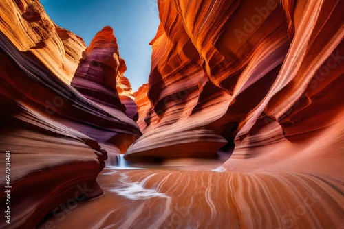 A slot canyon outside of page. beautiful colors and sandstone caused by eons of wind and water
