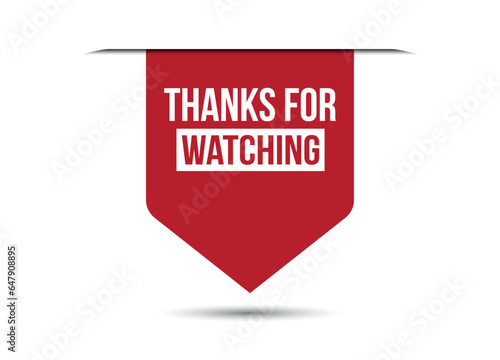 thanks for watching red banner design vector illustration