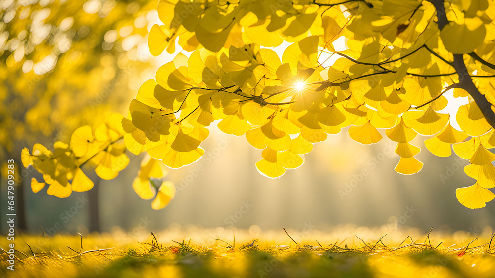 Obraz premium AI generate of autumn ginkgo trees with nice color