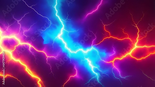 Lightning, electric thunderbolt strike background © Pingun