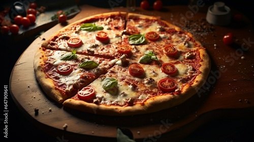 Generate an image of a mouthwatering pizza pie, capturing its essence on a pristine white canvas.
