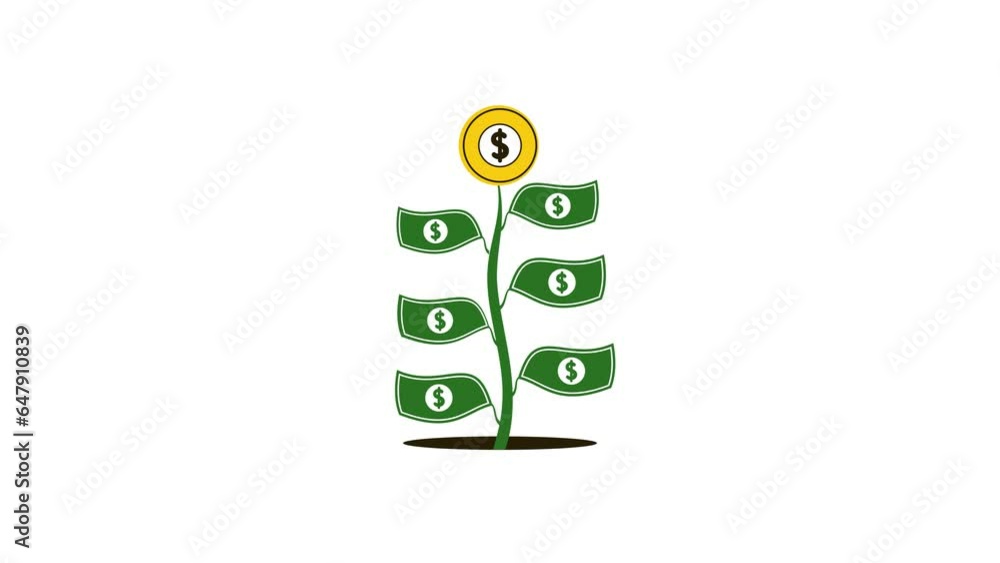 Money tree design animation concept - symbolizing money and financial growth Money tree design animation concept - symbolizing money and financial growth