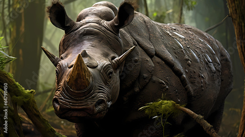 Sumatran Rhinoceros in nature © Asep