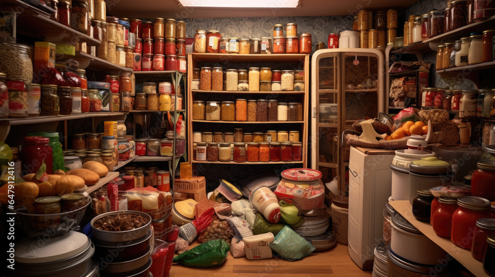 Shelves of canning jars