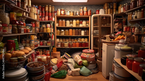 Obraz na płótnie Shelves of canning jars w salonie
