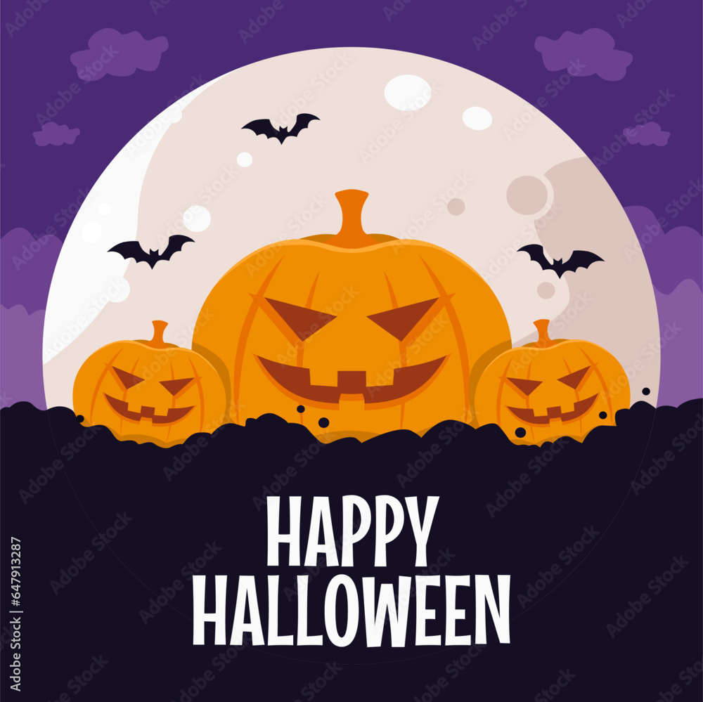happy halloween poster template vector
