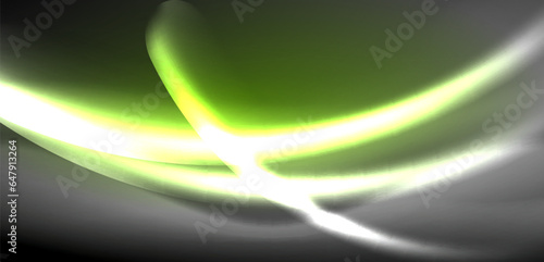 Neon-lit waves surge across background, mesmerizing dance of luminescence and motion. Dynamic backdrop captures essence of energy and modern aesthetics