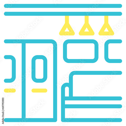  seat, chair, train, subway, mrt,  transport, door Icon, Line color style icon vector illustration, Suitable for website, mobile app, print, presentation, infographic and any other project.