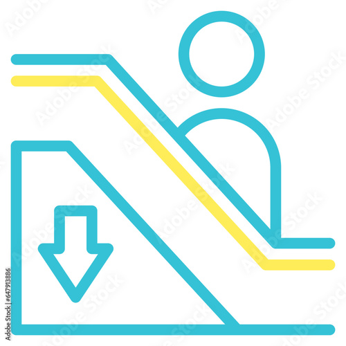 escalator downd, escalator, stair, moving stairs, electronics, escalator sign, vehicle, travelling, travel, transportation, commuter, tramspeed, train, metro, public transport, mrt, icon, icons, graph