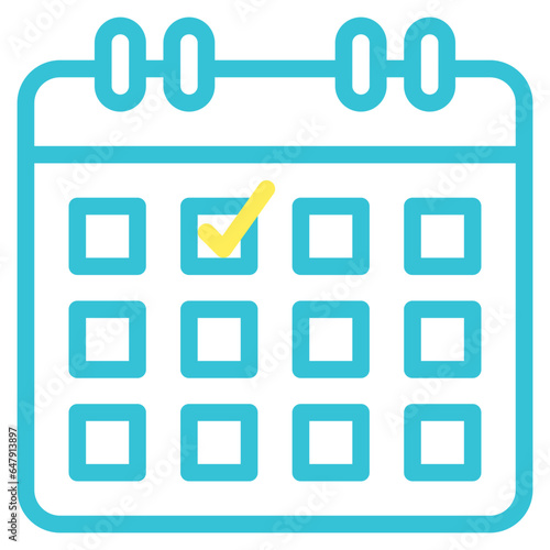  check, calendar, date, schedule, time and date, planning Icon, Line color style icon vector illustration, Suitable for website, mobile app, print, presentation, infographic and any other project.