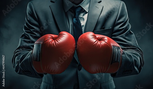 Businessman wearing boxing gloves © Virtual Art Studio