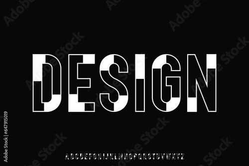 Unique modern decorative alphabet display font vector. Abstract geometric typography style illustration
