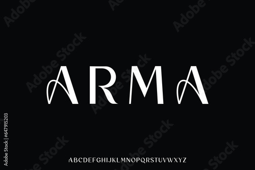 Beautiful luxury sans serif alphabet display font vector. Elegant clean decorative typography style