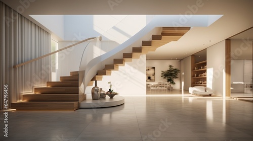 Minimalistic stairs in modern villa interior 8k 