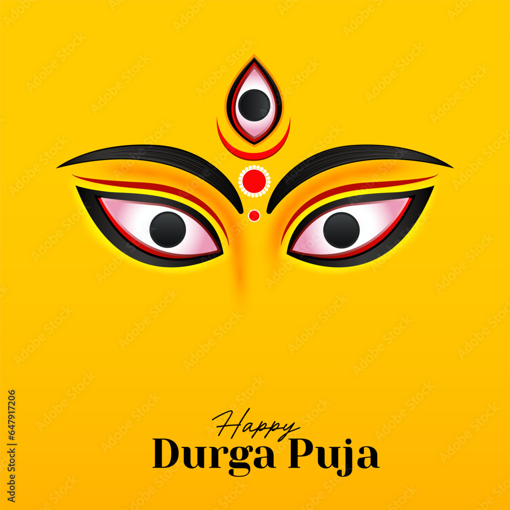  Durga Face in Happy Durga Puja, Dussehra, and Navratri Celebration Concept for Web Banner, Poster, Social Media Post, and Flyer Advertising	