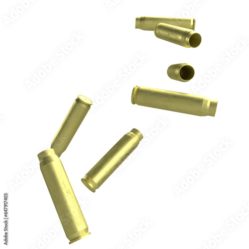 The gold cartridge or gun bullets png image 3d rendering 