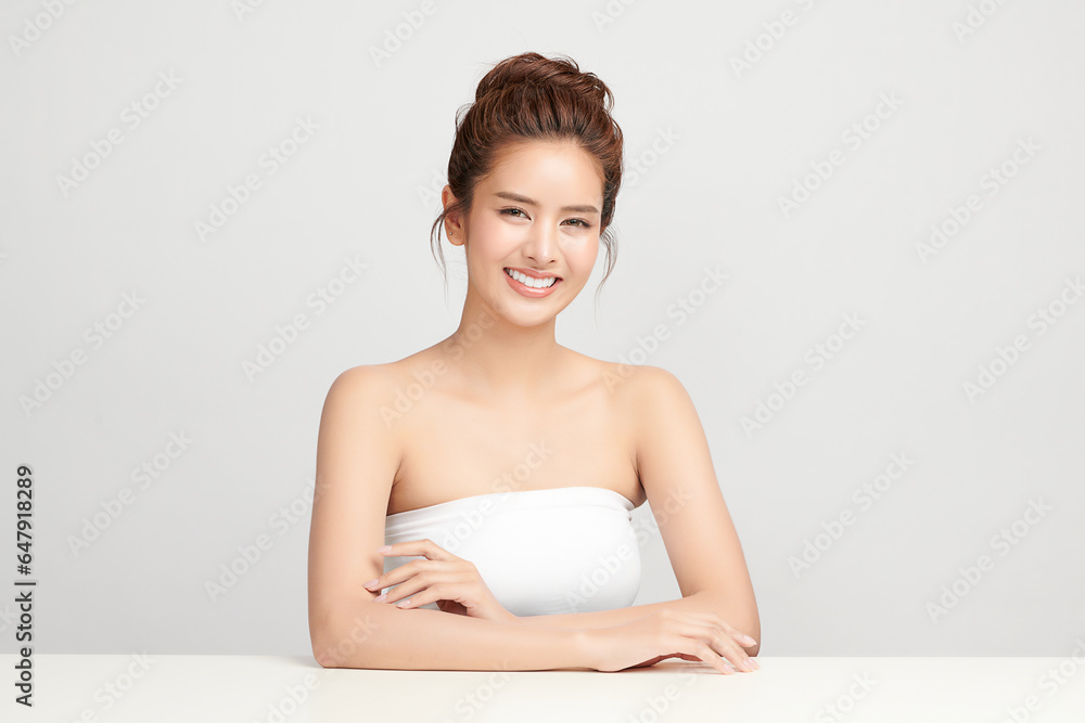 Beautiful young asian woman with clean fresh skin on white background, Face care, Facial treatment, Cosmetology, beauty and spa, Asian women portrait. Beautiful young asian woman with clean fresh skin on white background, Face care, Facial treatment, Cosmetology, beauty and spa, Asian women portrait.