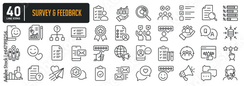 Feedback and survey line icons. Editable stroke. For website marketing design, logo, app, template, ui, etc. Vector illustration.