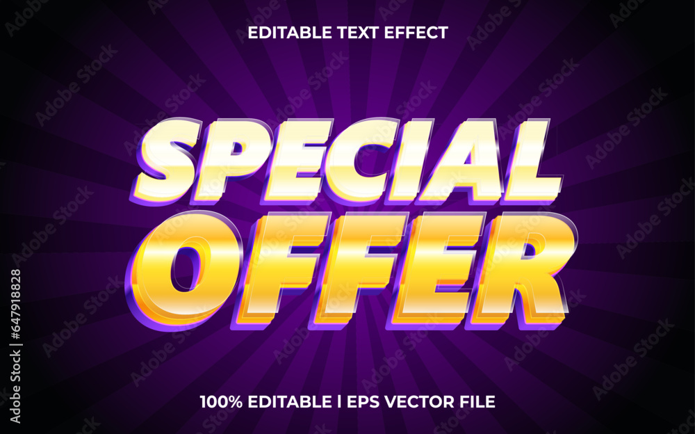 special offer text effect editable video cover and banner text style, 3d typography template