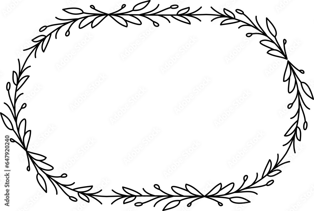 Black and white drawing of a wreath of leaves. Floral Wreath Clipart Black White Images.