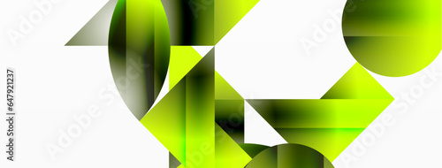 Serene gradient template. Circles and triangles mingle in minimalist perfection. Gentle fusion of forms and hues creates balanced yet captivating backdrop, embodying modern sophistication