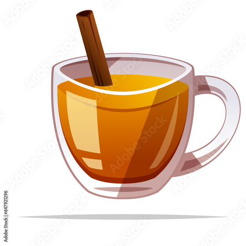 Apple cider drink with cinnamon vector isolated illustration