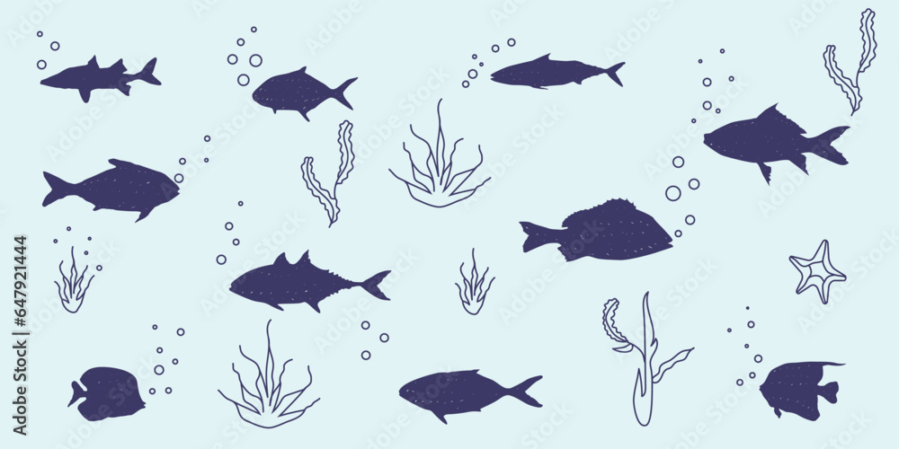 some animals in the sea such as fish species - obrazy, fototapety, plakaty 