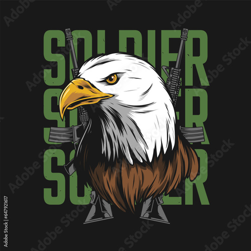 eagle head and assault rifle illustration