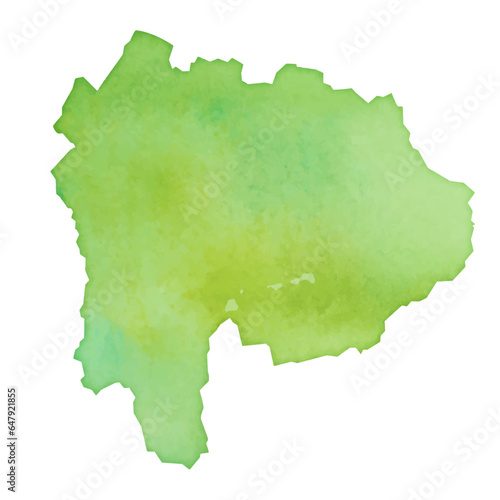 水彩風の山梨県地図のイラスト