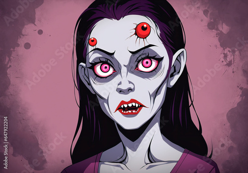 Zombie girl with blood on her face.
