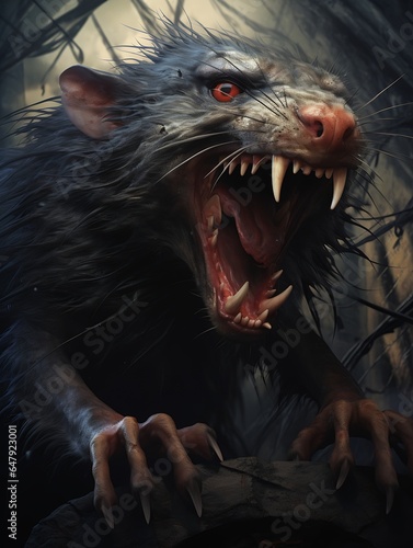 Valokuva closeup rat mouth open teeth wide raider princess creature meters tall solomon c
