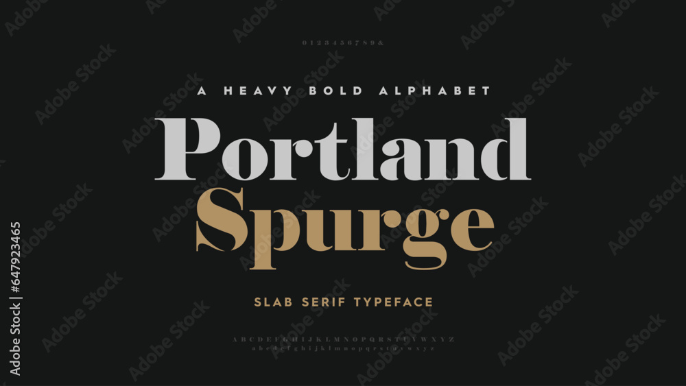 Obraz premium Introducing Portland Spurge: An Elegant Typeface for Timeless Designs. Elevate Your Titles with the Rich, Golden Elegance. Vector stylish alphabet.