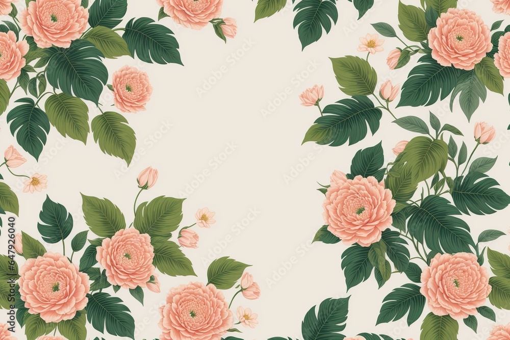 Floral and leaves seamless pattern 
