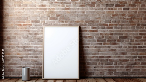 Design a mockup masterpiece  an exquisite blank frame against a brick wall  oozing sophistication.