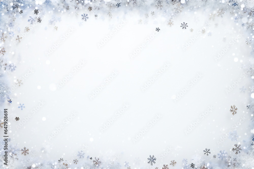 Christmas empty winter nature snow border Generative AI