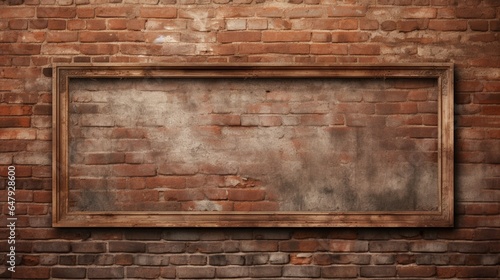 Generate a stunning HD image of a blank frame on a rustic brick wall  exuding sophistication.