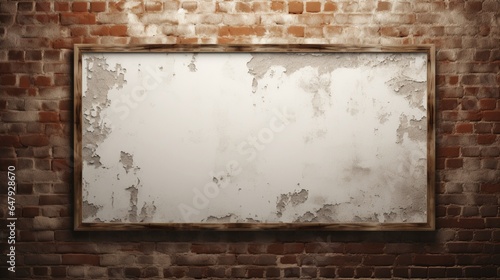 Generate a stunning HD ing of a blank frame on a textured brick wall, exuding sophistication.