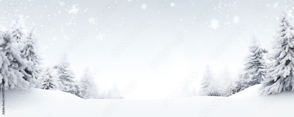 Fototapeta premium Christmas empty winter nature snow border Generative AI