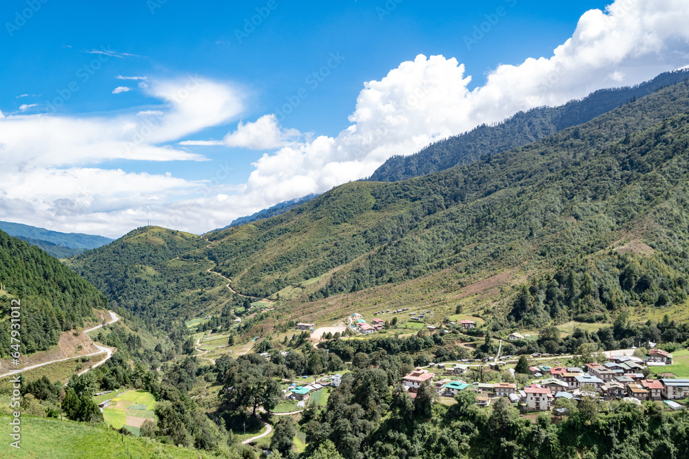 Quaint settlement nestled amidst pristine nature in Bhutan