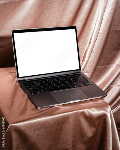 Realistic photo device laptop white screen  photo