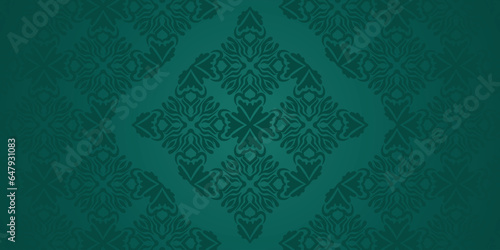 Arabic motif green background. Mandala motif background, abstract mandala pattern. Luxurious ornament in traditional Arabic style. Green abstract floral mosaic background texture.