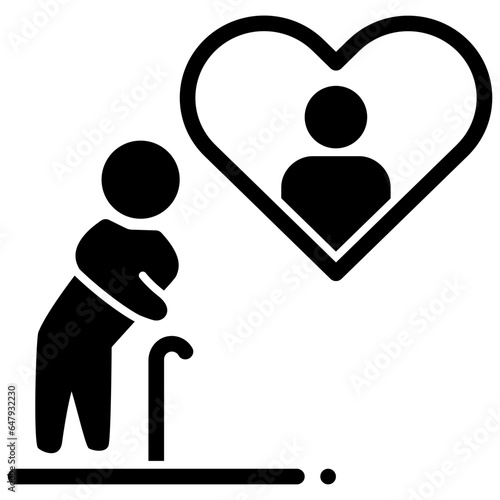 elderly caregiver glyph style icon