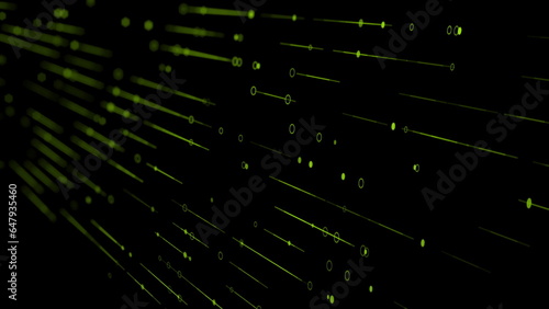 Hi-tech green dotted lines on black background, futuristic modern design