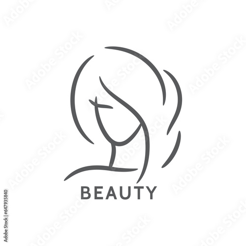 Beautiful woman face logo template for hair salon vector illustration.