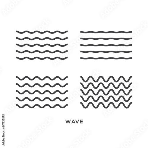 Set of line water waves icon isolated vector illustration.