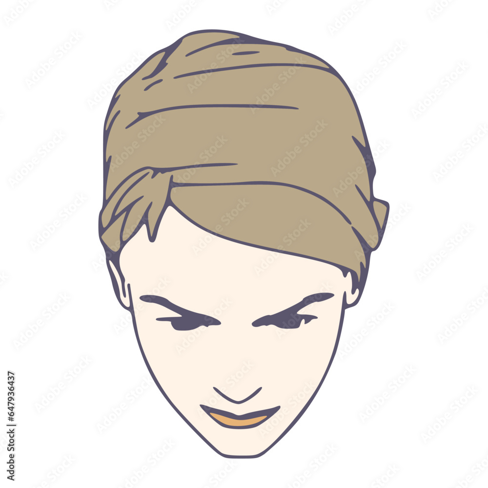 Young woman face top view. Elegant silhouette of a female head. Young woman face top view. Elegant silhouette of a female head.