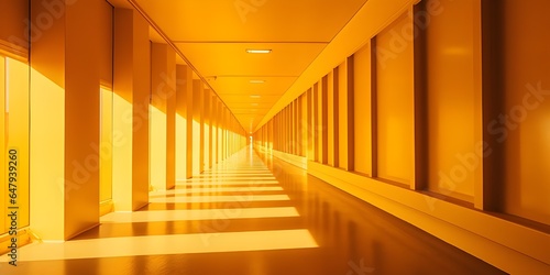 long corridor with columns,school gallery view