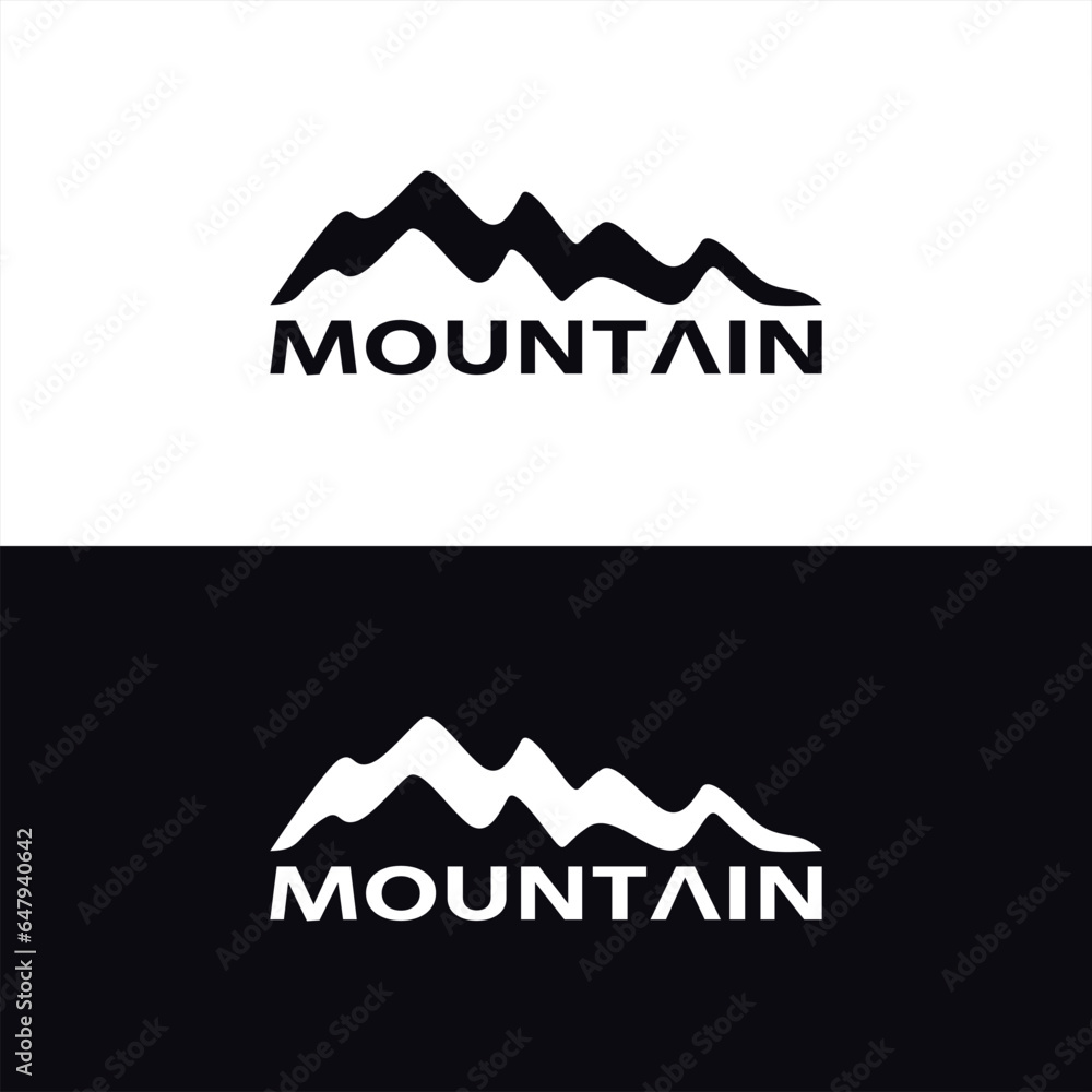 mountain logo design, mountain vector, pine tree, mountain and mountain silhouette, mountain logo premium 